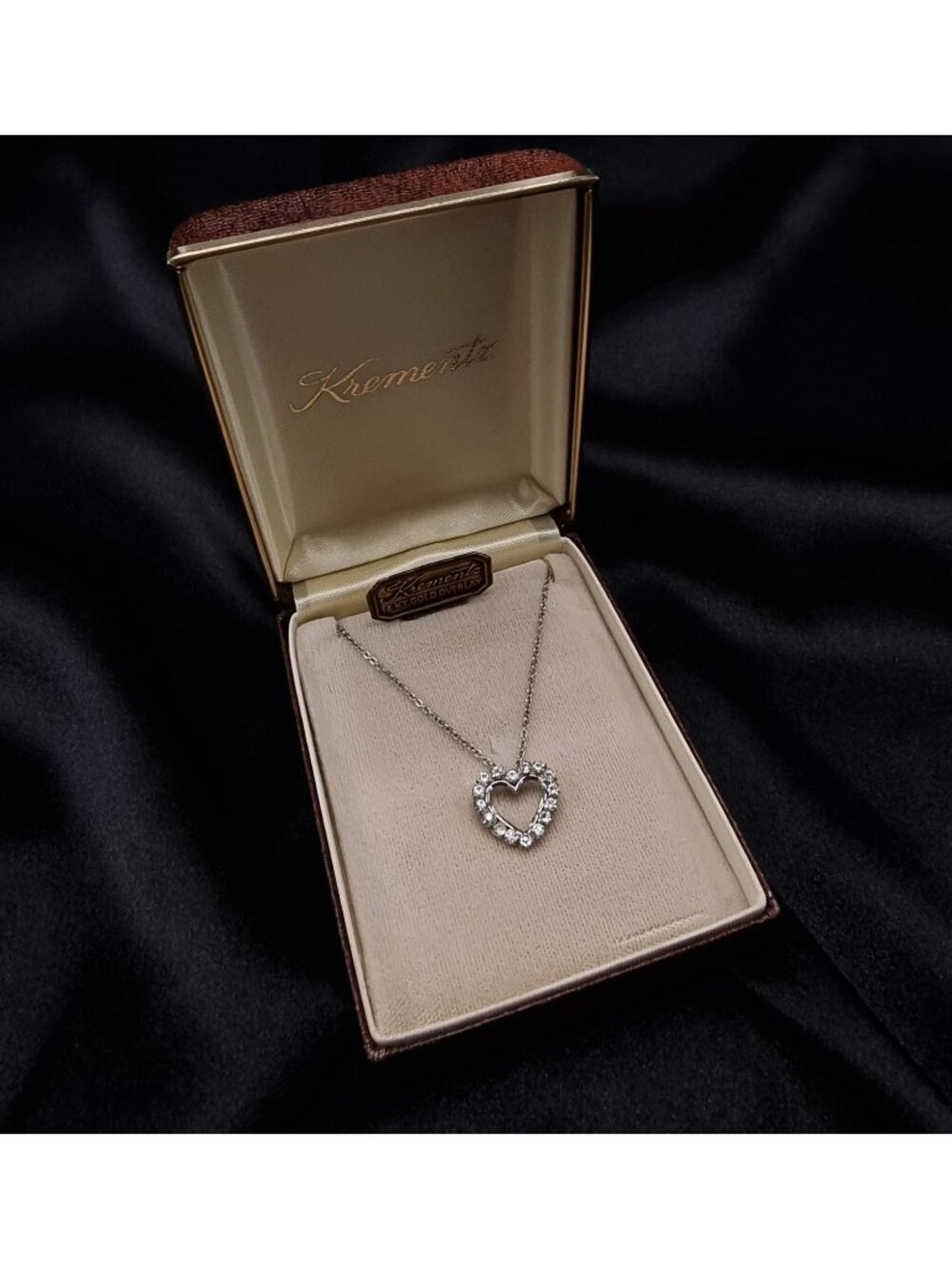 Vintage 1980's Krementz 14K Gold Overlay Heart Necklace
